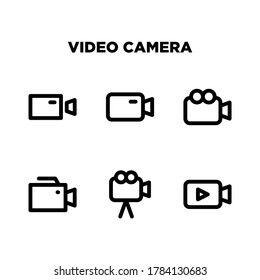 Video camera icons set vector illustration template on a white background