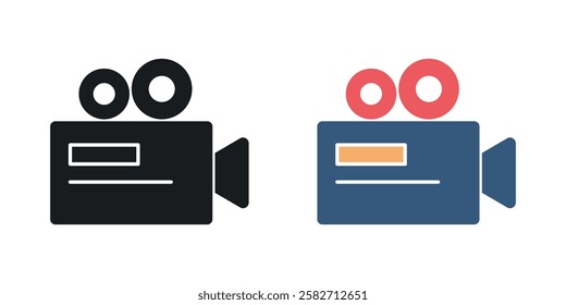 Video camera icons set vectors black and colored style