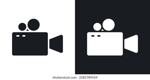 Video camera icons set vectors black and colored style
