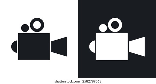 Video camera icons set vectors black and colored style