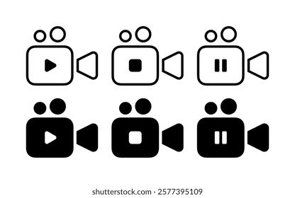 Video camera icons. Camera signs