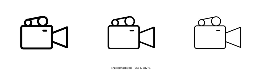 Video camera icons in three different stroke lines
