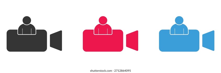 Videokamerasymbole mit einer Benutzersilhouette, die Online-Anrufe und Streaming darstellen