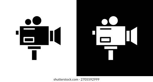 Videokamerasymbole, Vektorgrafik-Kollektion. Schwarz-Weiß-Symbole.