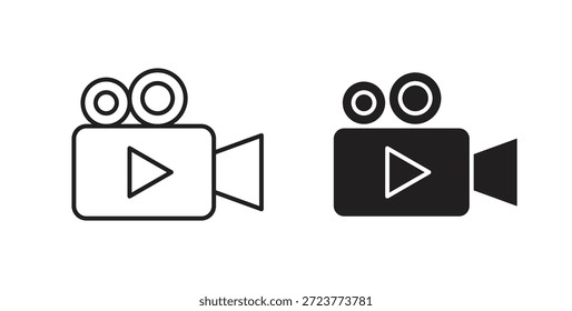 Video camera icons, vector symbols. filled flat sign