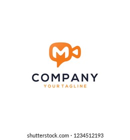 video camera initial Letter M Logo design