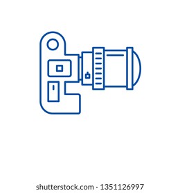 Video camera line icon concept. Video camera flat  vector symbol, sign, outline illustration.