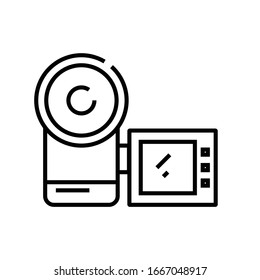 Icono de línea de cámara de vídeo, signo de concepto, ilustración de vector de contorno, símbolo lineal.