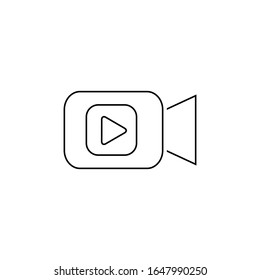 Video camera line icon in flat style. Movie play vector illustration on white isolated background. Video streaming business concept