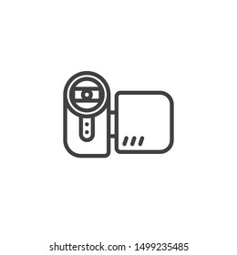 Video camera line icon. linear style sign for mobile concept and web design. Camcorder outline vector icon. Symbol, logo illustration. Vector graphics