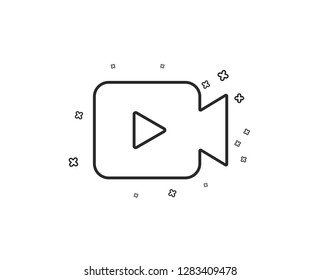 Video Camera line icon. Movie or Cinema sign. Multimedia symbol. Geometric shapes. Random cross elements. Linear Video camera icon design. Vector