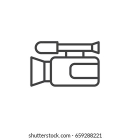Video camera line icon, outline vector sign, linear style pictogram isolated on white. Camcorder symbol, logo illustration. Editable stroke. Pixel perfect