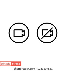 Video camera line icon. Simple outline style for Video Conference, Webinar and Video chat. Vector illustration isolated on white background. Editable stroke EPS 10