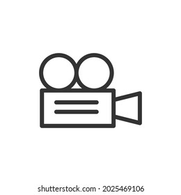 Video camera line icon in trendy style. Stroke vector pictogram isolated on a white background. Video camera premium outline icons.