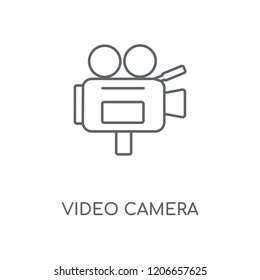 Video camera linear icon. Video camera concept stroke symbol design. Thin graphic elements vector illustration, outline pattern on a white background, eps 10.