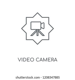 Video camera linear icon. Video camera concept stroke symbol design. Thin graphic elements vector illustration, outline pattern on a white background, eps 10.