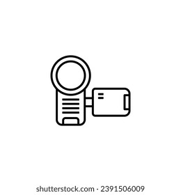 Lineares Videokamera-Symbol auf weißem Hintergrund.