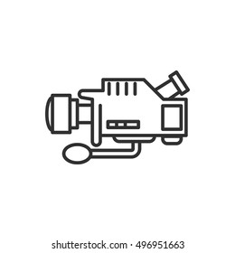 video camera, linear icon. professional camcorder, vector line illustration