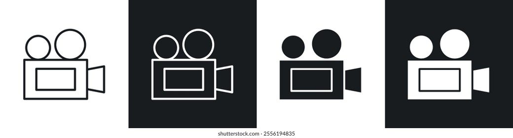 Video camera linear icon set for app, and web design.