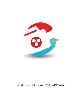 Video camera logo design vector on circle shape. Video camera logo with negative space style design on circle shape background