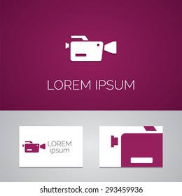 video camera logo template icon design elements with business card 

