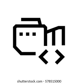 Video camera mini line, icon, background and graphic. The icon is black and white, linear  flat, vector, pixel perfect, minimal, suitable for web and print. 