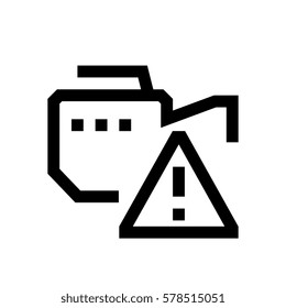 Video camera mini line, icon, background and graphic. The icon is black and white, linear  flat, vector, pixel perfect, minimal, suitable for web and print. 