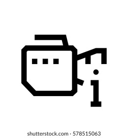 Video camera mini line, icon, background and graphic. The icon is black and white, linear  flat, vector, pixel perfect, minimal, suitable for web and print. 