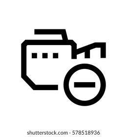 Video camera mini line, icon, background and graphic. The icon is black and white, linear  flat, vector, pixel perfect, minimal, suitable for web and print. 