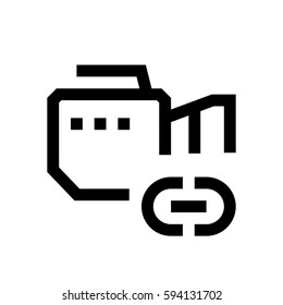 Video camera mini line, icon, background and graphic. The icon is black and white, linear  flat, vector, pixel perfect, minimal, suitable for web and print. 