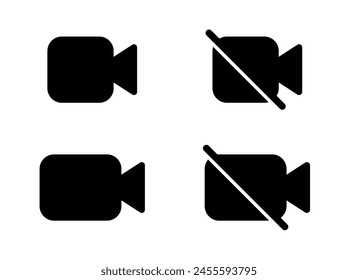 Video camera and mute icon isolated on white background. Call elements