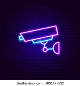 Video Camera Neon Sign. Vector Illustration of Gadget Promotion.