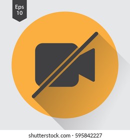 Video Camera Off Flat Icon. Simple Sign Of Technology. Vector Illustrated Symbol