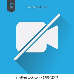 Video Camera Off Flat Icon. Simple Sign Of Technology. Vector Illustrated Symbol