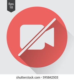 Video Camera Off Flat Icon. Simple Sign Of Technology. Vector Illustrated Symbol