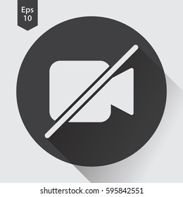 Video Camera Off Flat Icon. Simple Sign Of Technology. Vector Illustrated Symbol