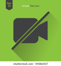 Video Camera Off Flat Icon. Simple Sign Of Technology. Vector Illustrated Symbol