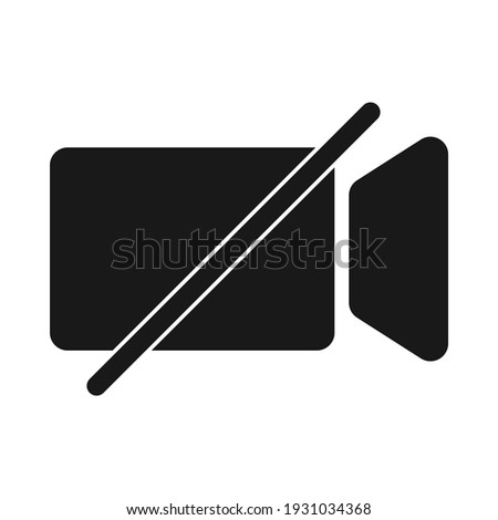 Video camera off symbol for video conferencing concept in silhouette vector icon