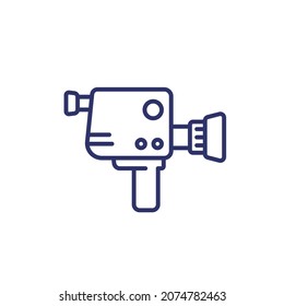 video camera, old camcorder line icon