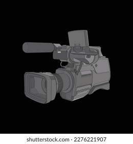 Video camera on a black background. video camera, vector illustration for training tamplate.
