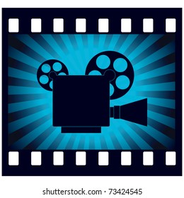 video camera on blue background vector illustration