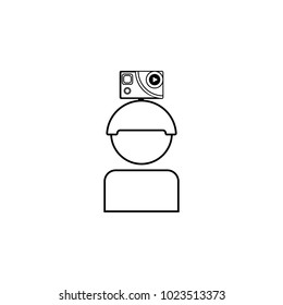 video camera on the helmet icon. Element of video player for mobile concept and web apps. Thin line icon for website design and development, app development. Premium icon on white background