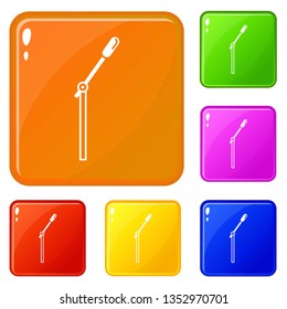 Video camera on stand icons set collection vector 6 color isolated on white background