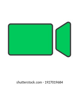 Cámara de vídeo en símbolo para el concepto de videoconferencia en icono vector