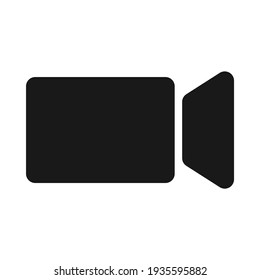 Video camera on symbol for video conferencing concept in silhouette vector icon