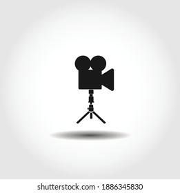 video camera on tripod isolated vector icon. camera, media design element