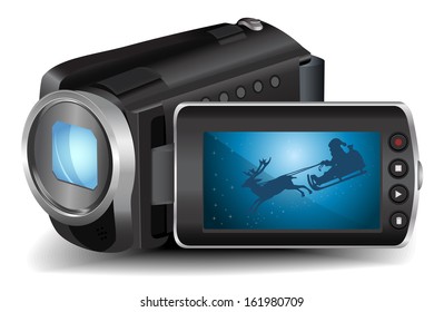 Video camera on white background