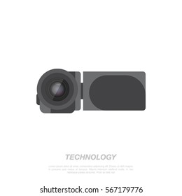 Video camera on white background. Flat vector illustration EPS 10.