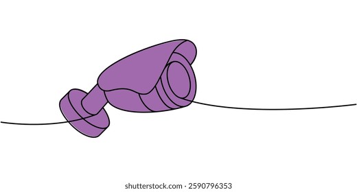 Video camera one line colored continuous drawing. Security surveillance system. Vector illustration