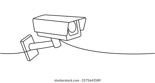 Video camera one line continuous drawing. Video surveillance. Vector illustration